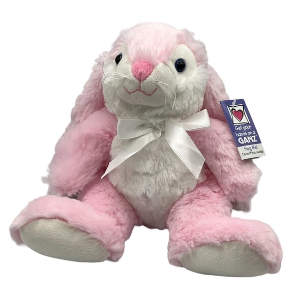 Get Your Hands on a GANZ Tipper Pink White Bunny Rabbit Plush Stuffed Animal NWT - Picture 1 of 13